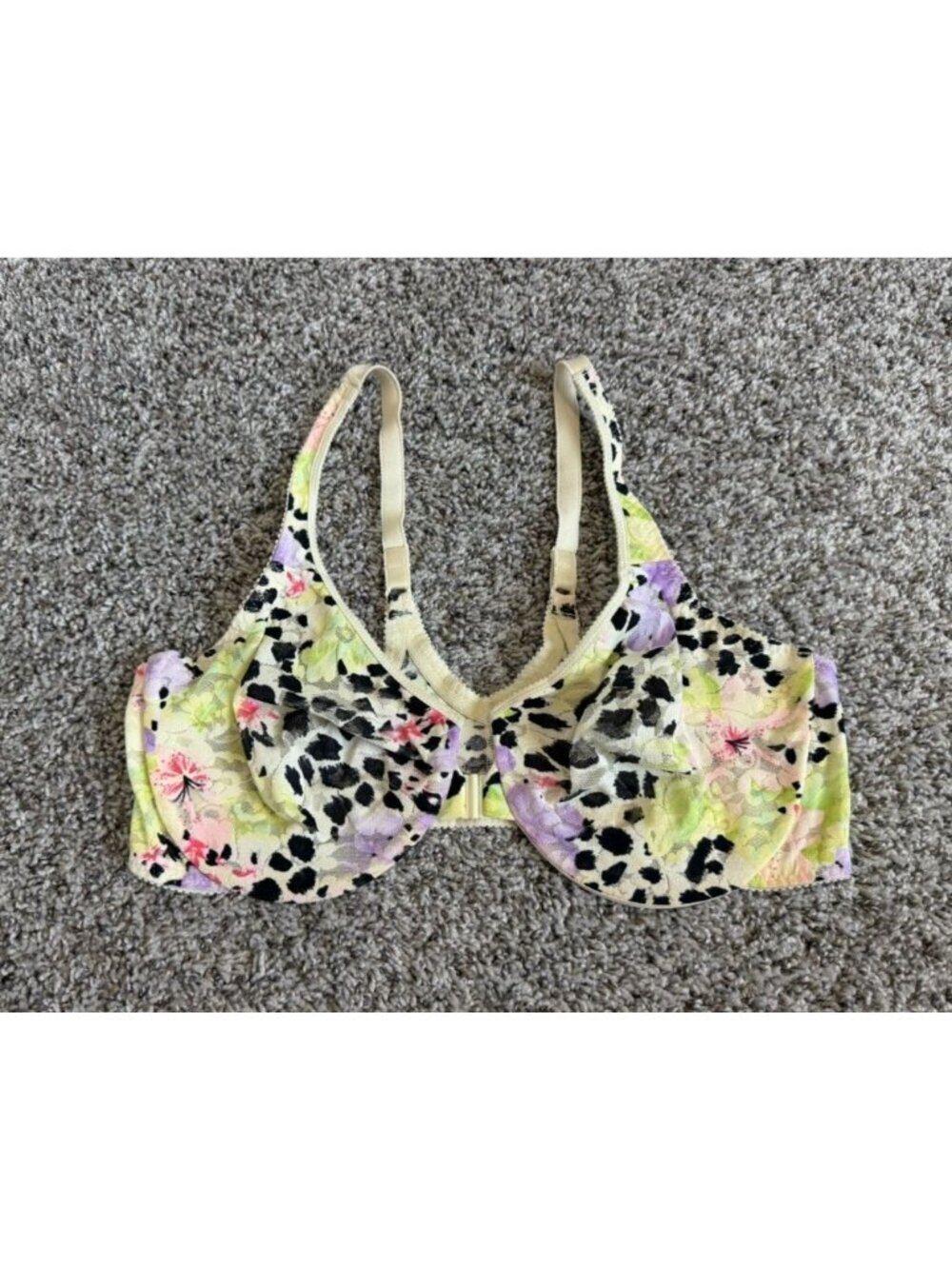 Victoria's Secret Vintage Floral/Animal Print Sheer Lace Bra Women's Size 42D